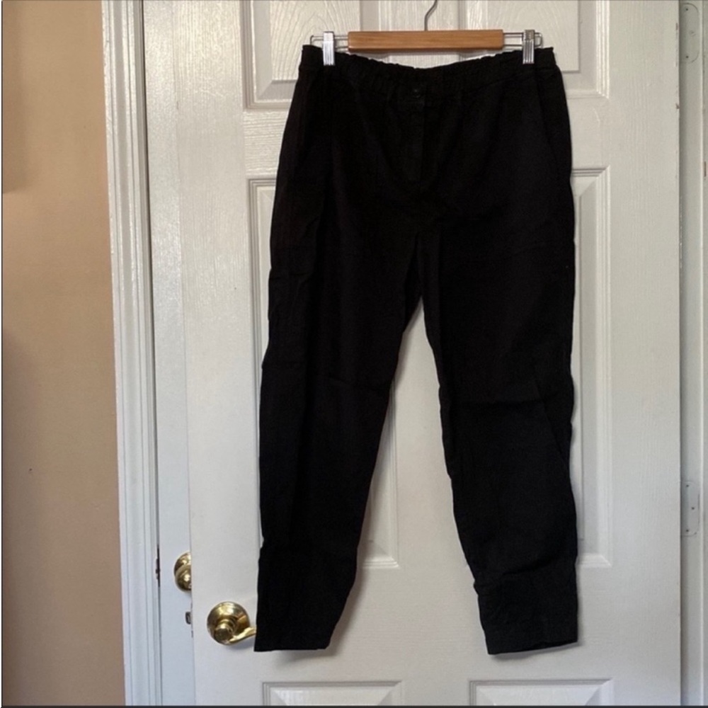 Eileen Fisher Black Pull On Organic Cotton Easy Cropped Pants